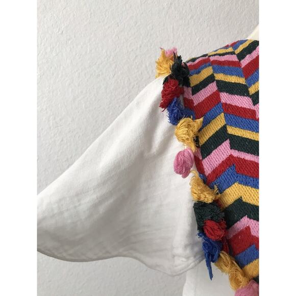 Anthropologie Whit Two Bette Flutter Sleeve Tasseled Mini Dress FLAW - Picture 4 of 12